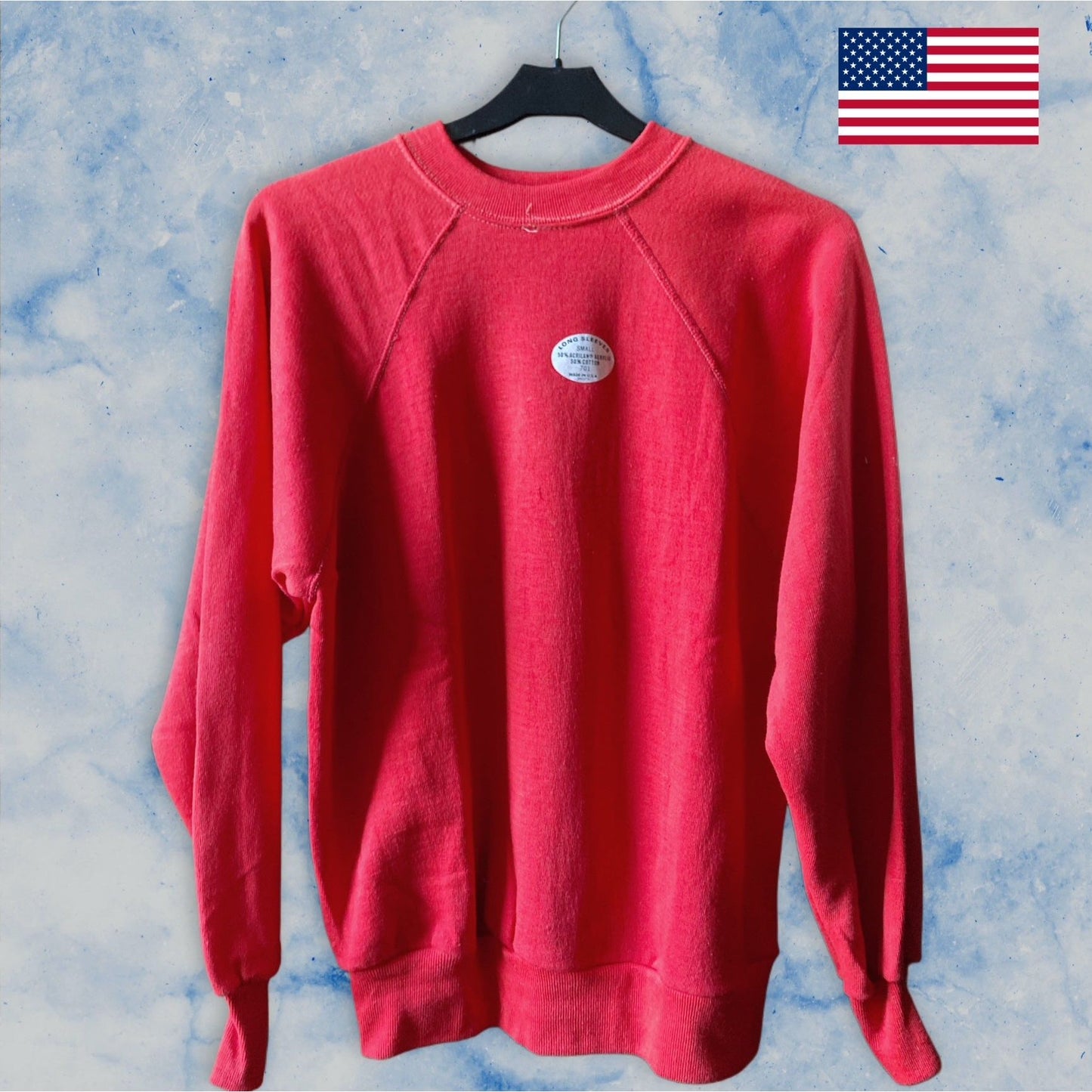 Vtg 1980s Deadstock Raglan Sweatshirt Made in U.S.A. red