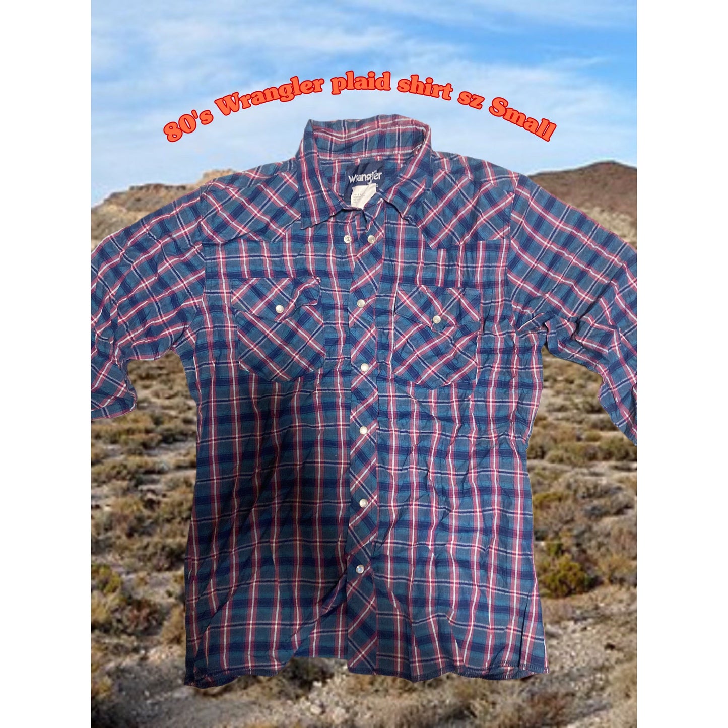 80's Wrangler plaid shirt sz Small