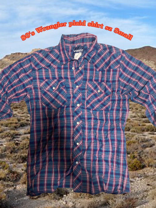 80's Wrangler plaid shirt sz Small