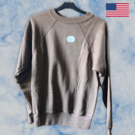Vtg 1980s Deadstock Raglan Sweatshirt Made in U.S.A. Brown XL