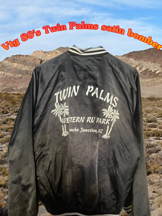Vtg 80's Twin Palms satin bomber sz Small